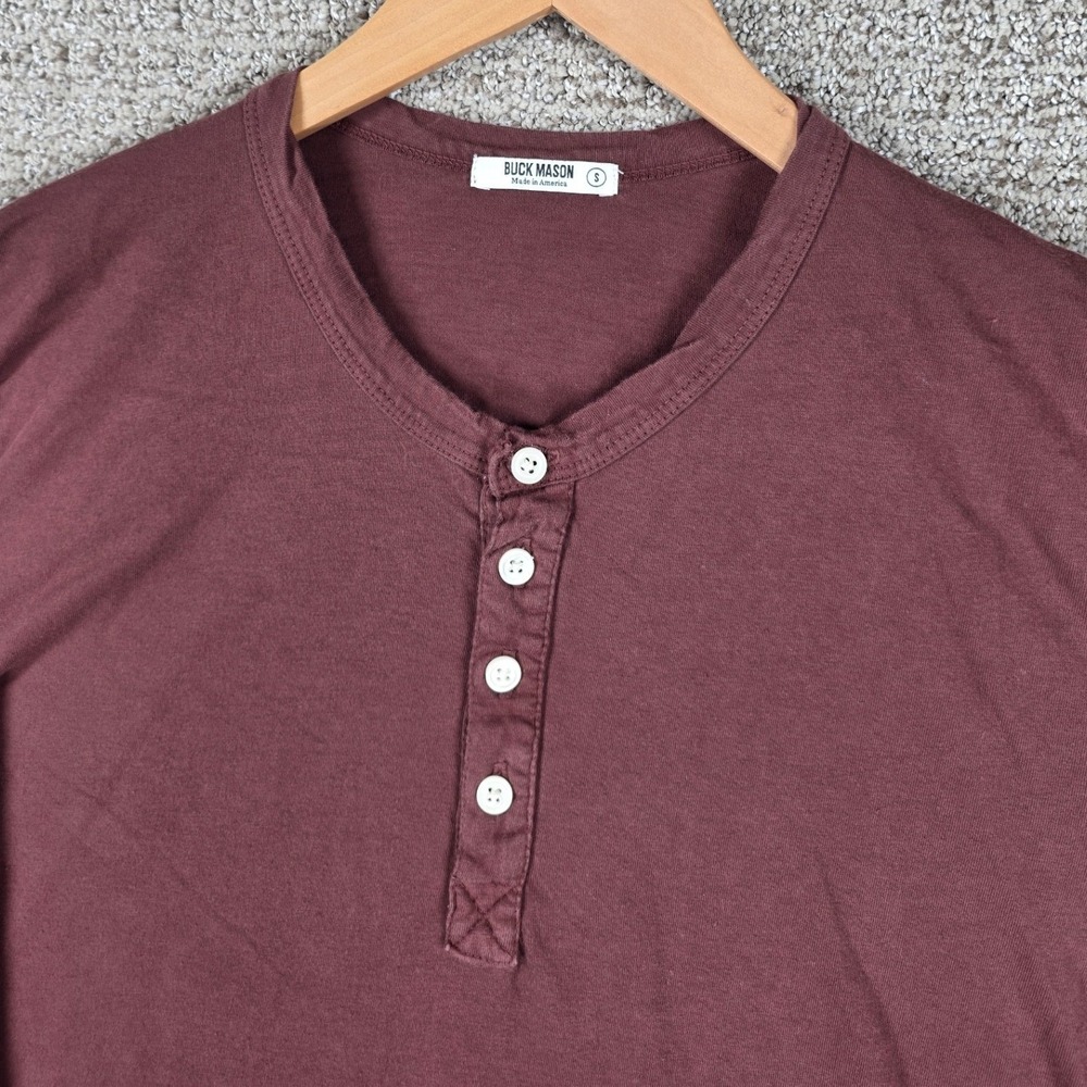 Buck Mason Long Sleeve Henley in Maroon